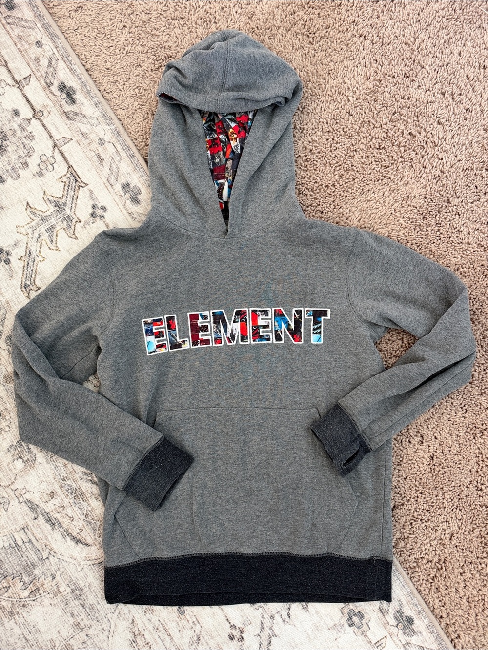 Element Gray Hooded Pullover with Colorful Logo